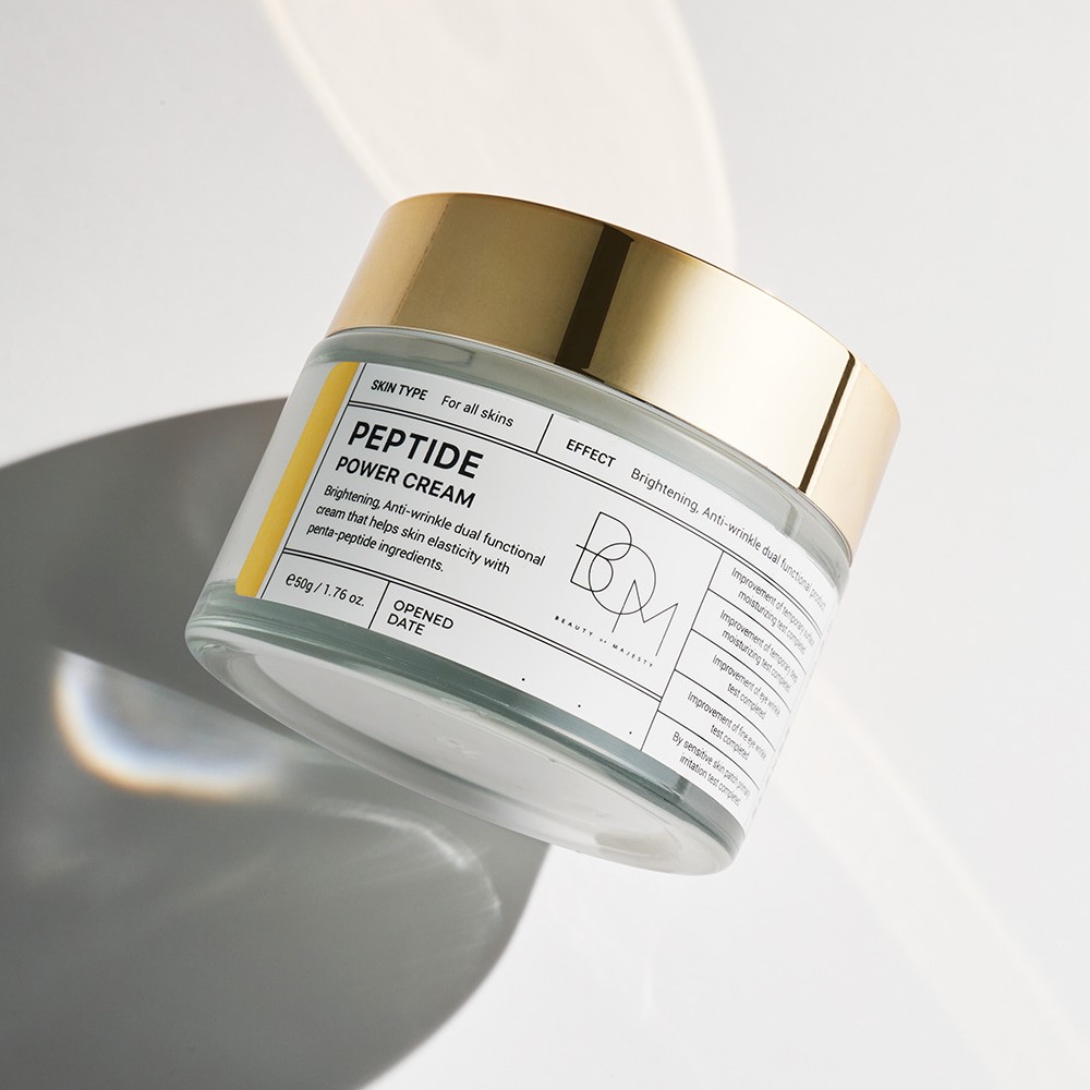 BOM - Beauty Of Majesty, Peptide Power Cream s čistým 24K zlatem a 17 aminokyselinami a 8 druhy kys. HA, 50 g